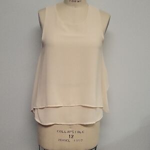 Monteau Cream Layered Sleeveless Blouse